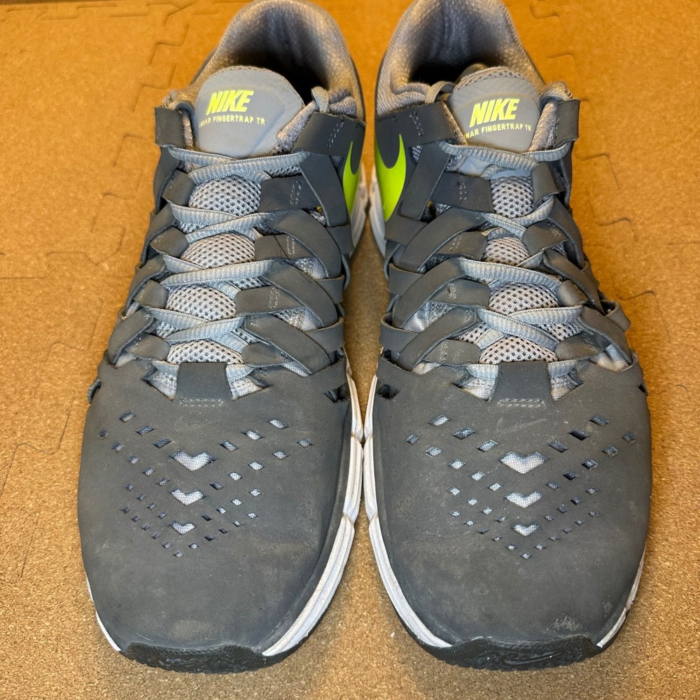 Nike Lunar Fingertrap TR Mens 11.5 Grey Volt Training Shoes 898066-002 Woven Low - Picture 2 of 11